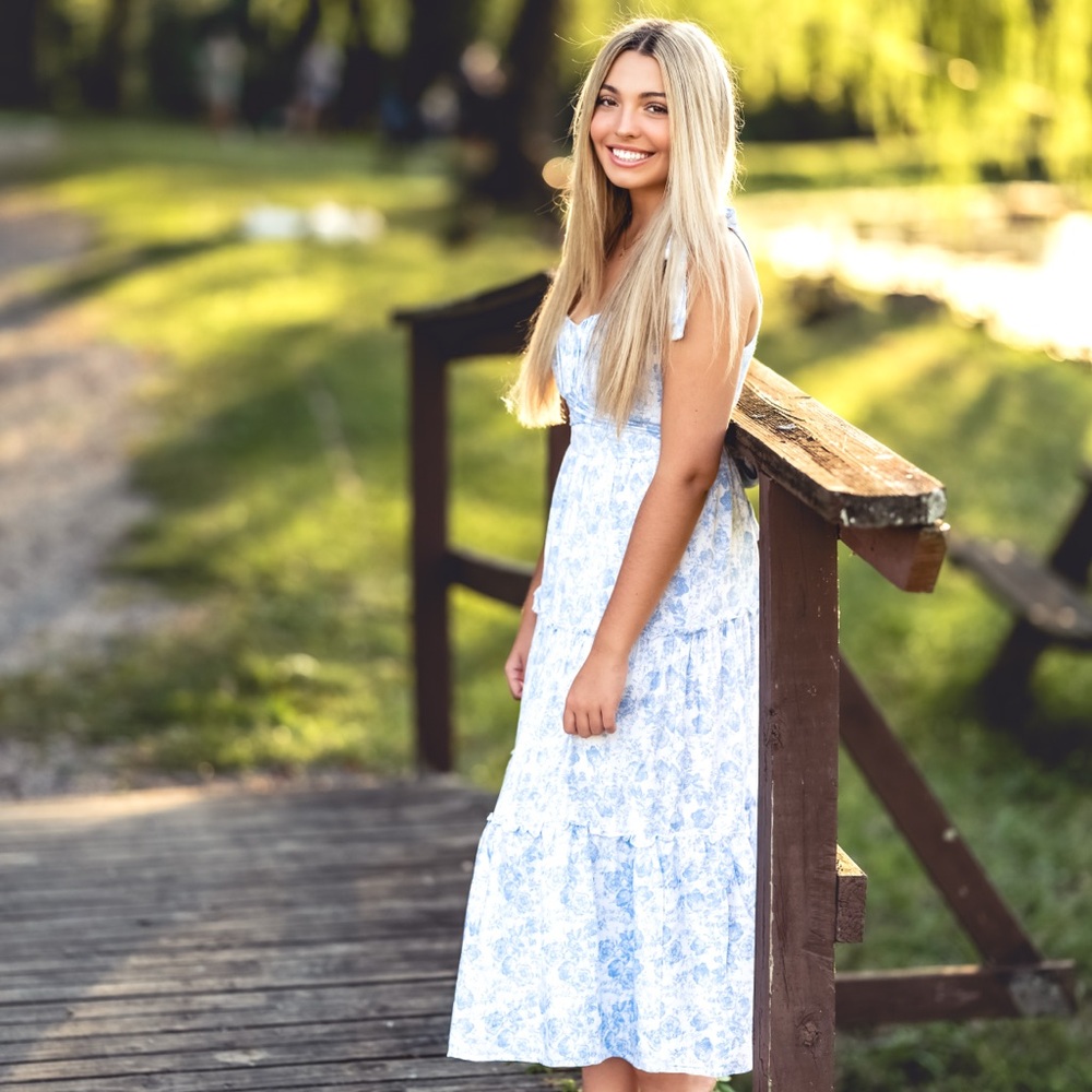 Blue Patterned Maxi Dress - Picture 3 of 6